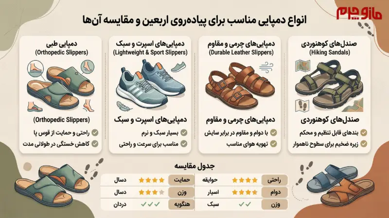 انواع دمپایی مناسب برای پیادهروی اربعین و مقایسه آنها