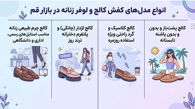 انواع مدلهای کفش کالج و لوفر زنانه در بازار قم