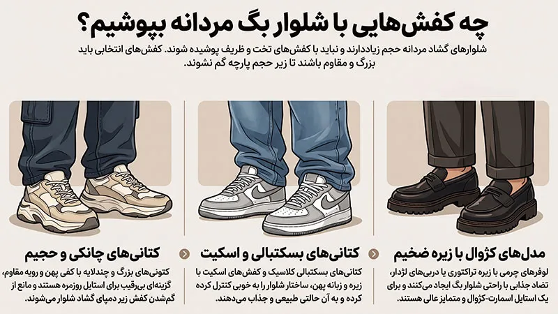کفش های مناسب با شلوار بگ مردانه