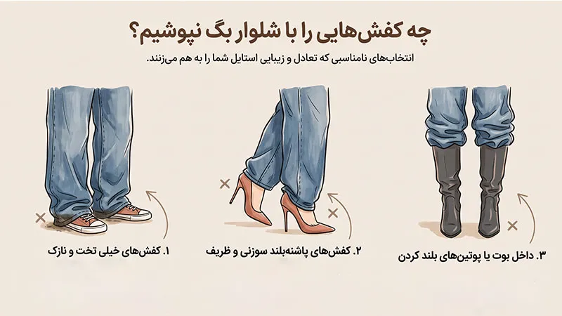 با شلوار بگ چه کفشی نباید بپوشیم؟